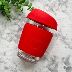 JOCO 12oz Red Reusable Glass Coffee Travel Mug